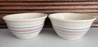 2 6” McCoy Mixing Bowls Bowl Pink & Blue Stripes Ovenproof USA Vintage VGC