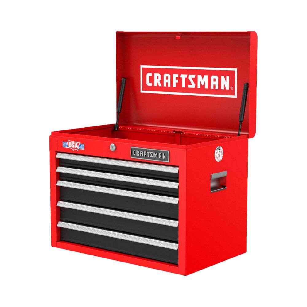 CRAFTSMAN CMST98263RB Chst,5 Drwrs,16"D,19-3/4x26,Rd,18-20 G
