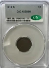 1912 S Lincoln Cent CAC AU58 BN