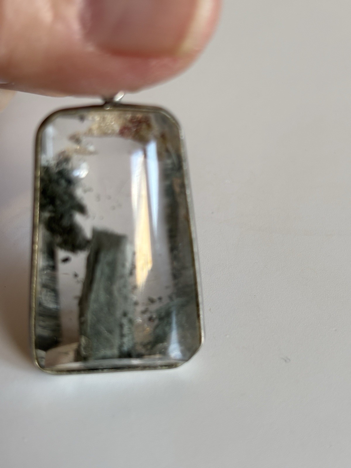 Rectangular Clear Quartz Pendant with Bezel Setti… - image 2