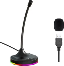 USB Computer Microphone M7 w/ Mute & RGB for PC/Mac US