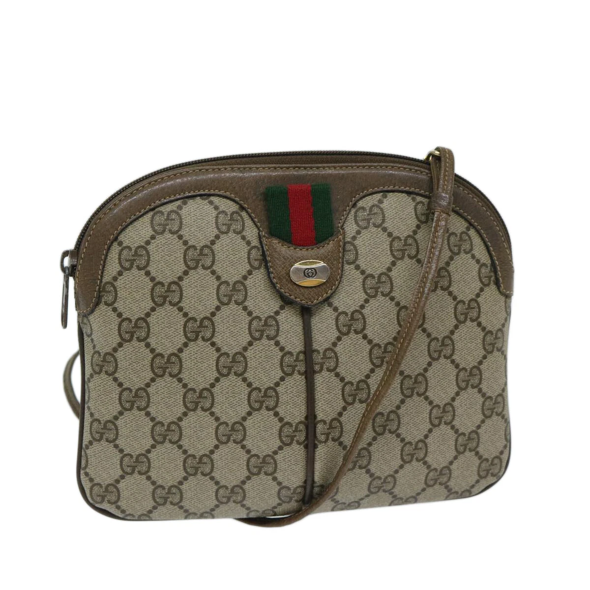 Sac à bandoulière GUCCI GG Supreme Web Sherry Line beige rouge 904 02 047 authentique ki4229