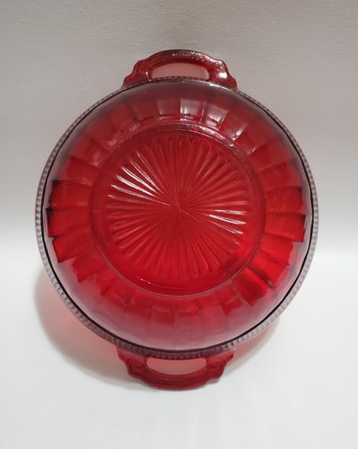 Vintage Anchor Hocking Coronation Royal Ruby Red Glass Bowls, Handles, Set Of 2 - Picture 7 of 12