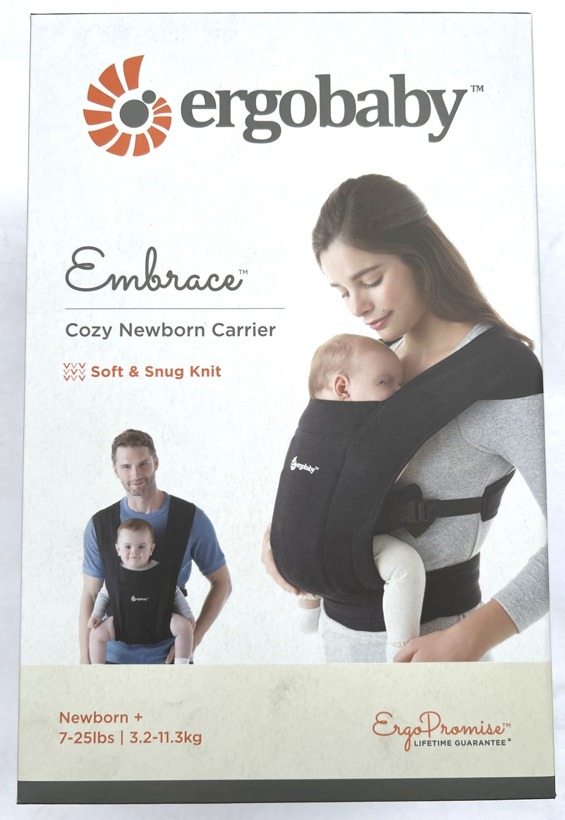 Ergobaby Embrace Cozy Knit Newborn Baby Wrap Carrier, Pure B