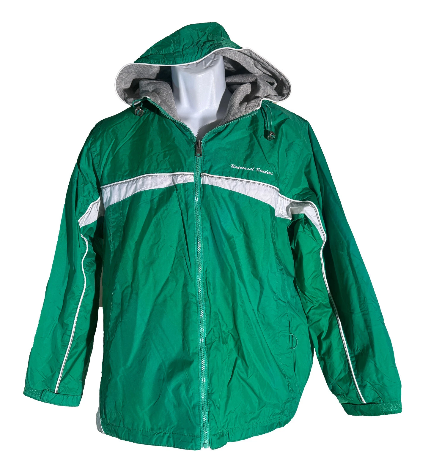 UNIVERSAL STUDIOS Long Sleeve Full Zip Fleece Jacket Green White Medium