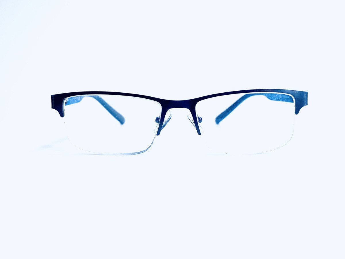 Iron Man Gray Blue Metal Rectangular Half Rim Glasses DG0621