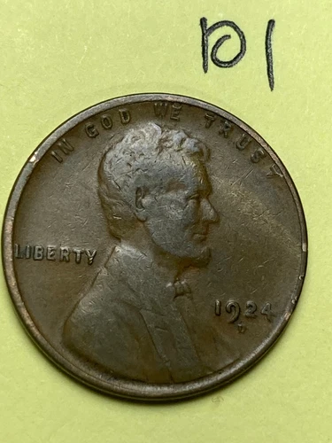 1924-D LINCOLN WHEAT CENT, "FINE" CONDITION, Low Mintage DATE, #101