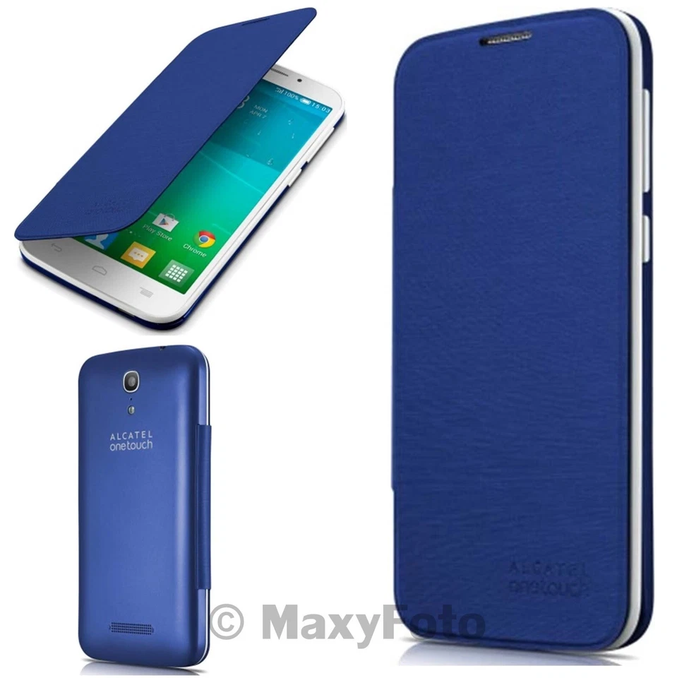 ALCATEL CUSTODIA FLIP COVER ORIGINALE BOOK CASE ONE TOUCH OT-S7 POP FASHION BLU - Immagine 2 di 4