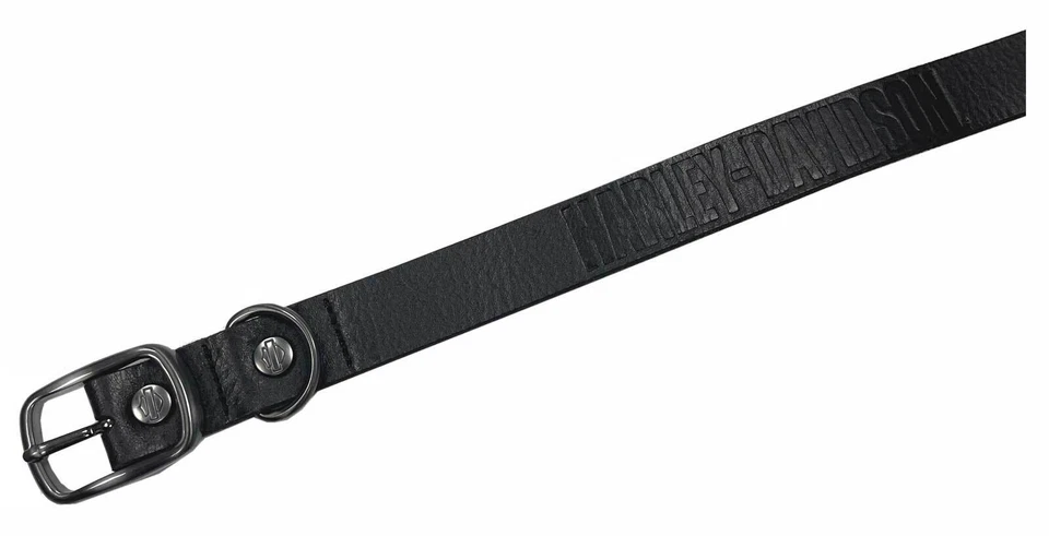 Harley-Davidson Leather Embossed H-D Logo Adjustable Pet Collar - Solid Black - Image 2 of 2