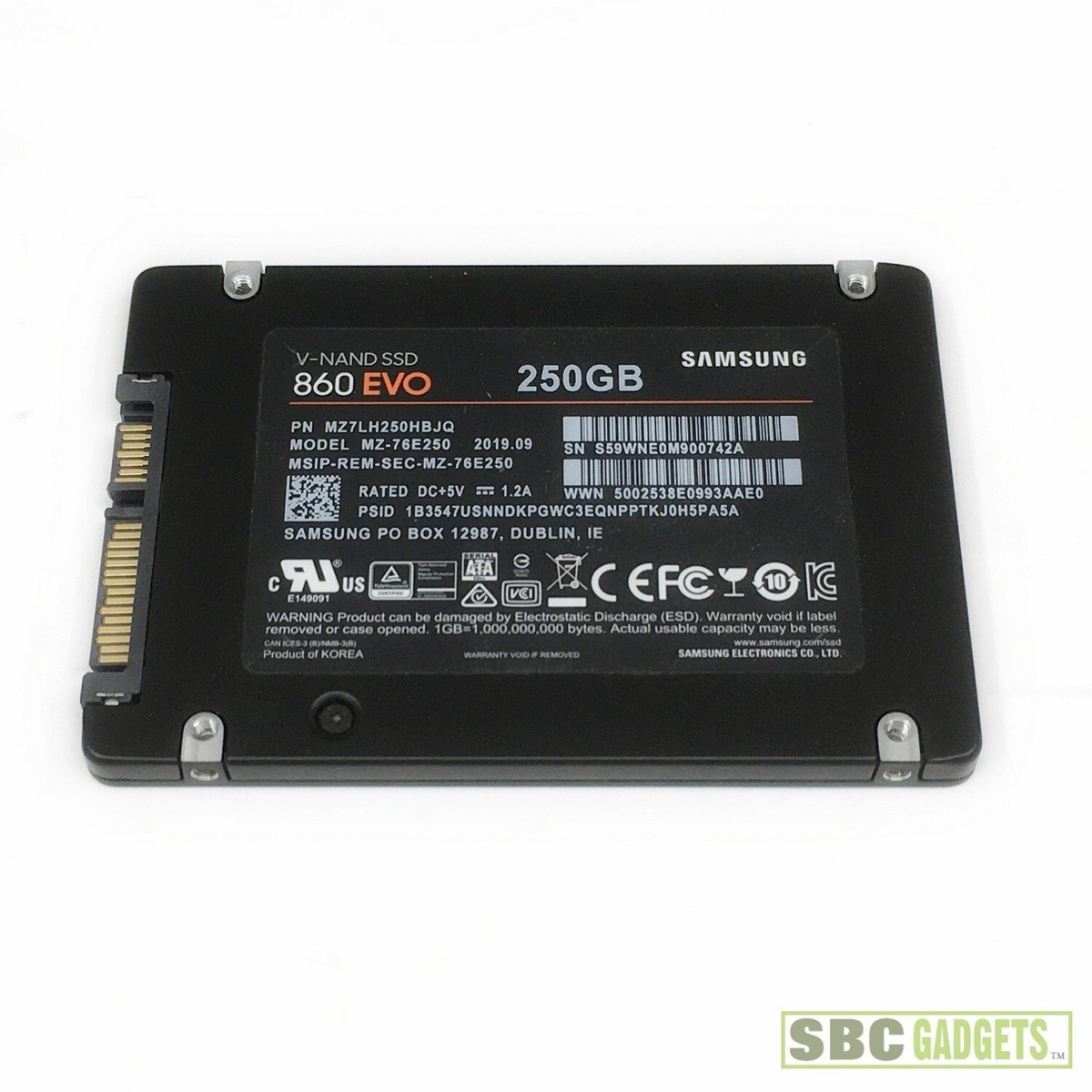 Samsung 860 EVO 250GB SATA III, Internal Solid State Drive