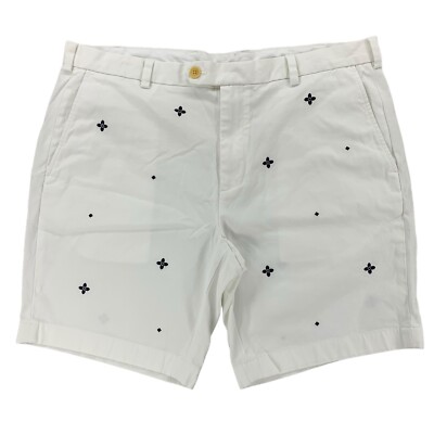 Brooks Brothers Mens Bermuda Shorts Size 40 White AOP Flat Front