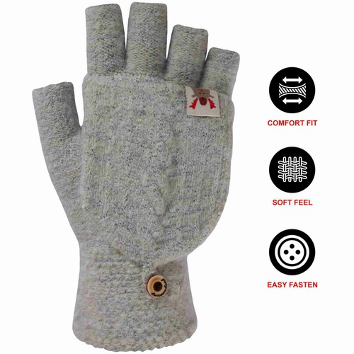 Womens Fingerless Half Capped 2 in 1 Gloves Ladies Winter Warm Combo