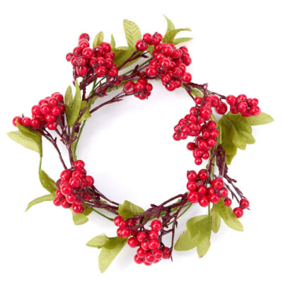 Berry Clusters Rings Bulk Lot of 12 Red Berry Cluster and Green Leaf 5-1/2