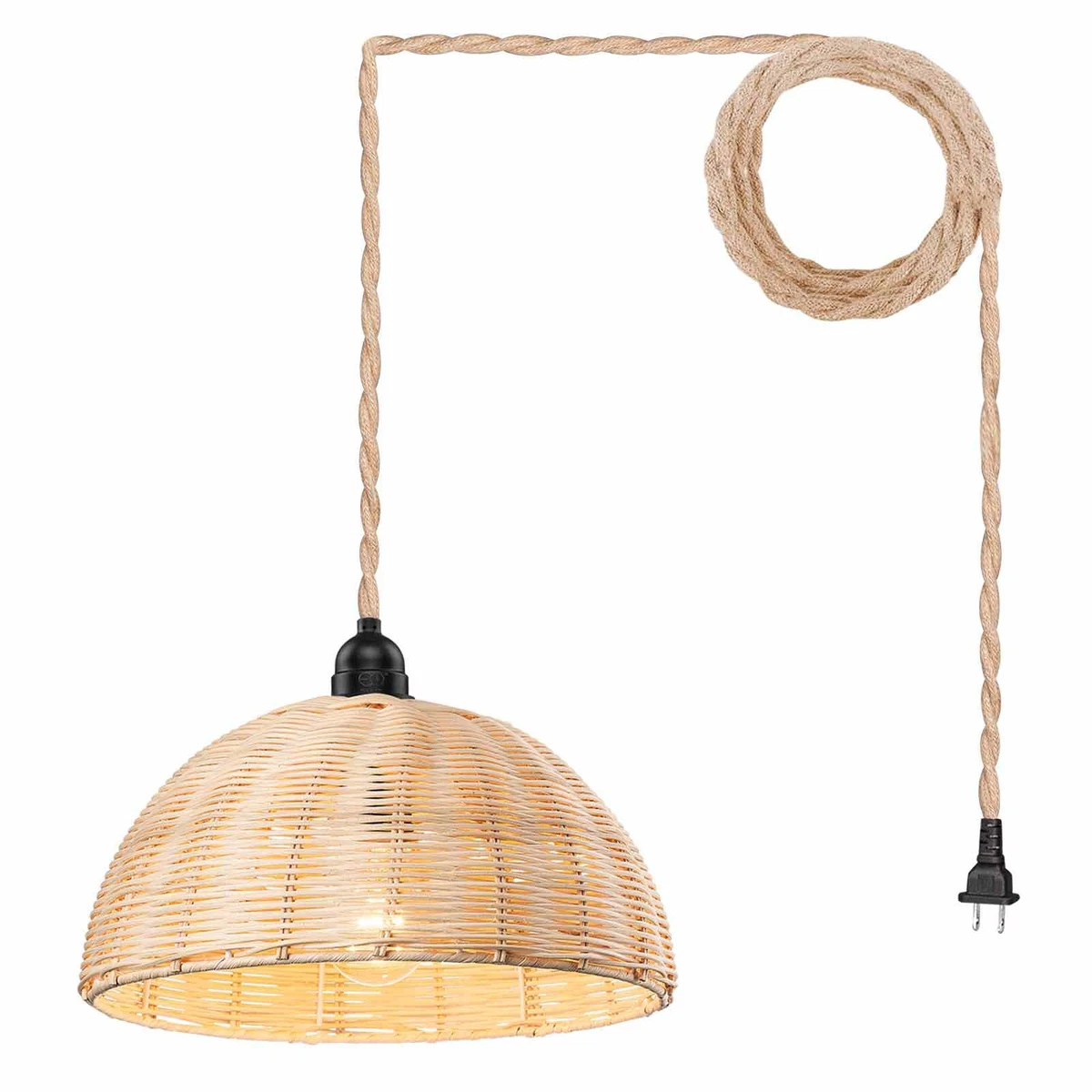 Bamboo Hanging Light Plug in Pendant Light waterproof Rope Dining Outdoor  Porch