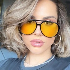 XXL OVERSIZED NIGHT VISION aviator Women Sunglasses DRIVE AT NIGHT yellow lense