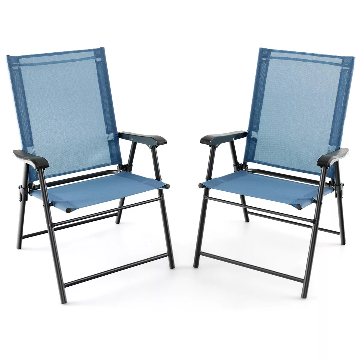 Patio 2pcs Folding Sling Back Chair Portable Armrests Metal