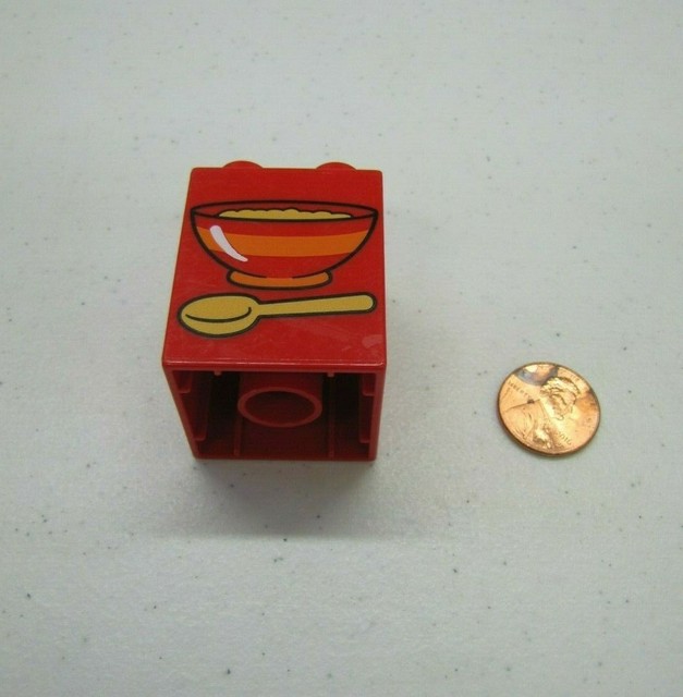 Rare Lego Duplo RED BOWL SPOON KITCHEN PIECE Specialty Printed Block
