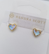 KENDRA SCOTT Gold Ari Heart Dichroic Glass Stud Earrings