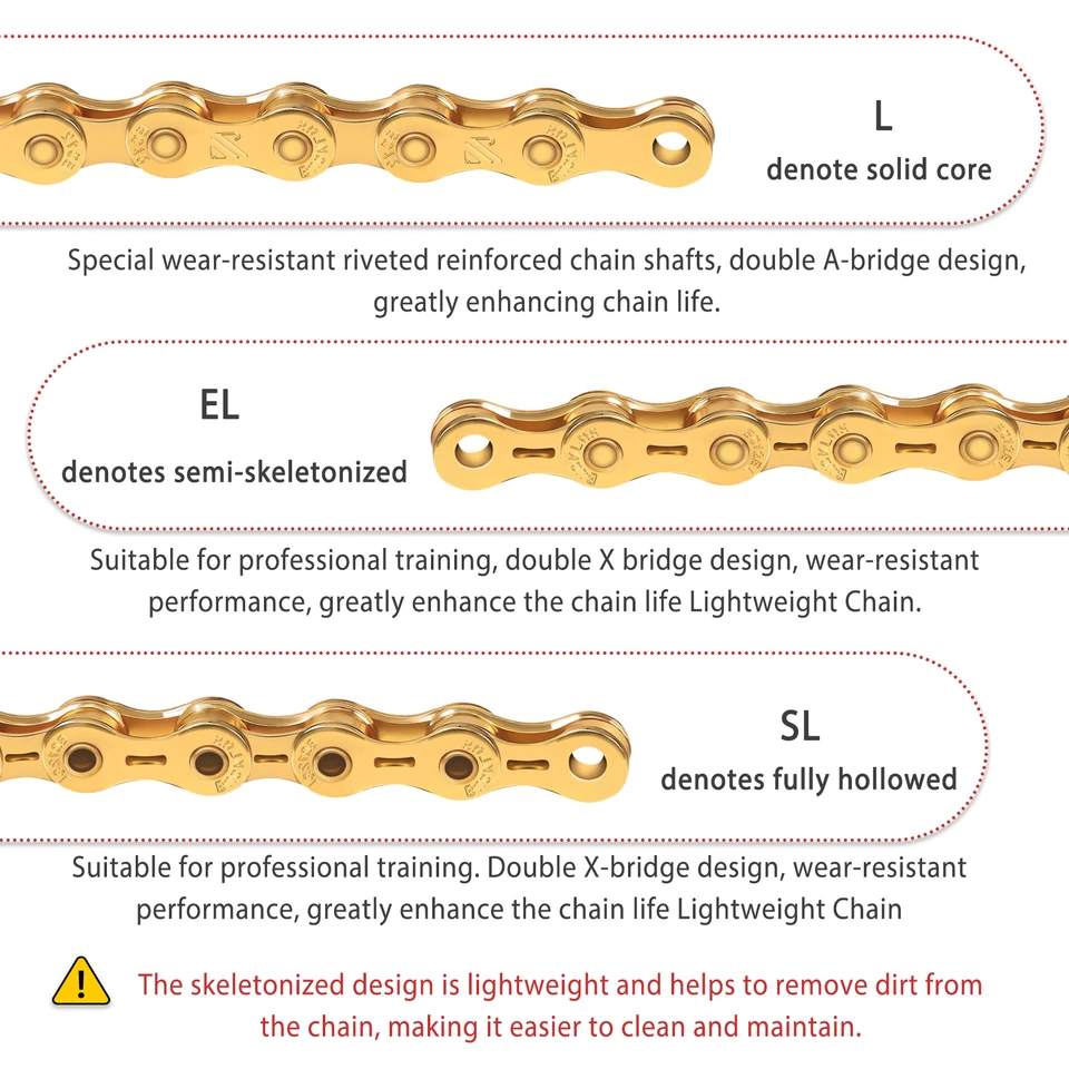 for Shimano SRAM KMC 8/9/10/11/12 Speed 11-52T Bike Cassette 116/126 Links Chain - Image 4 of 4