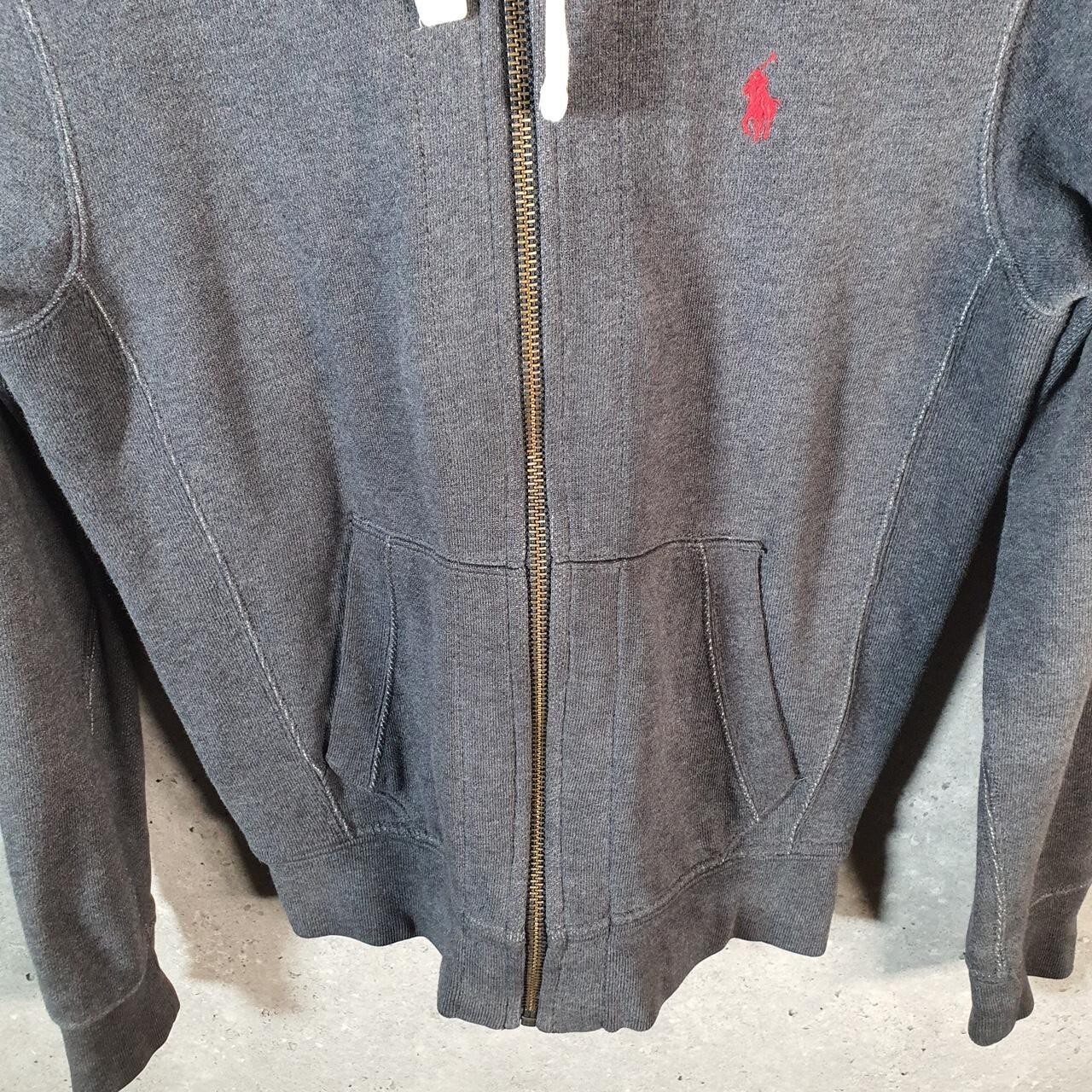 Polo Ralph Lauren vintage pesante con cappuccio uomo XS XSmall grigia full zip pony