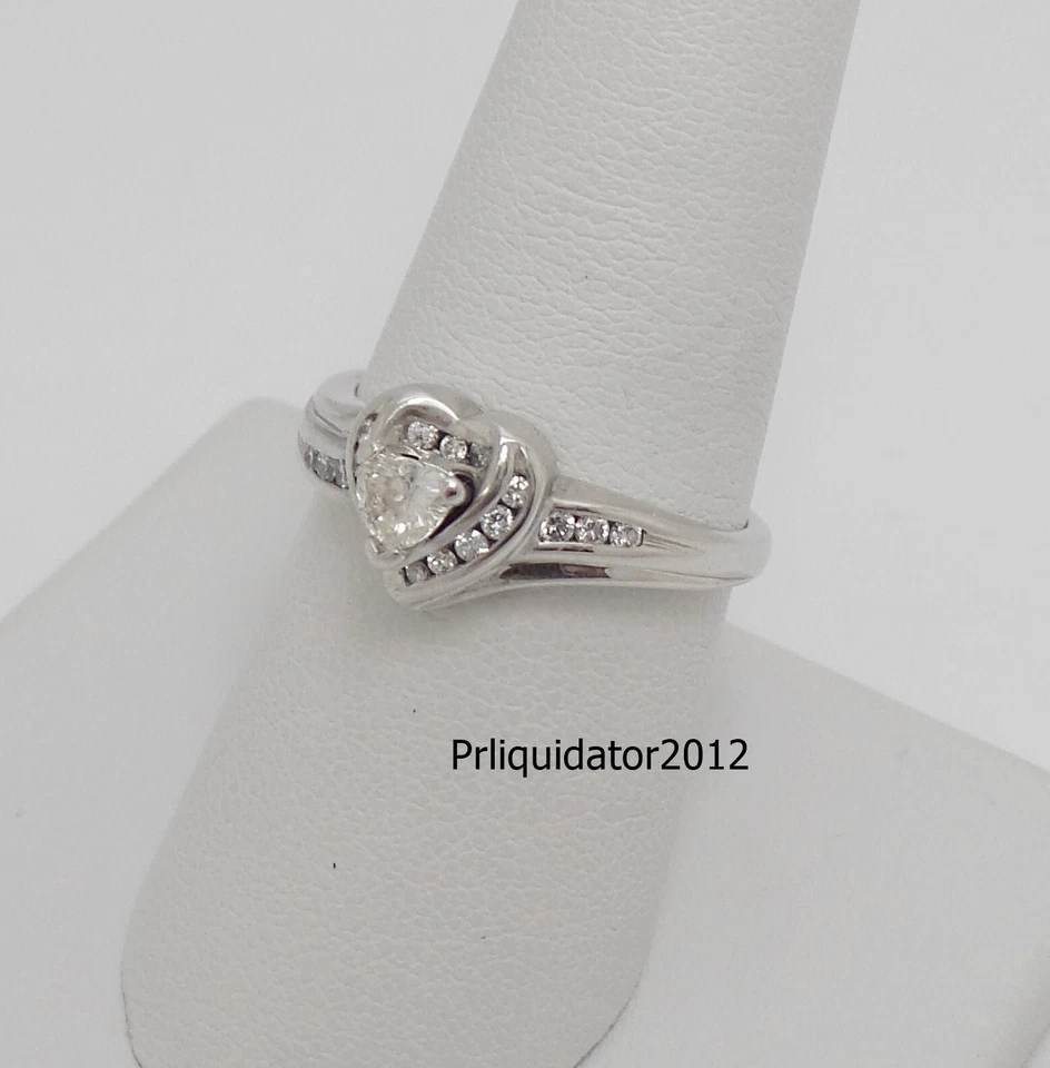 1/2CT Natural Heart Diamond Engagement Wedding Ring Bridal 14K White Gold Band - Image 2 of 4