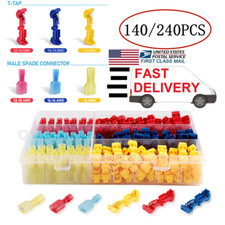 240PCS Insulated 22-10 AWG T-Taps Quick Splice Wire Terminal Connector Combo Kit