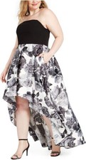 Speechless Womens Black Floral Sleeveless Strapless Knee Length Dress Sz 20
