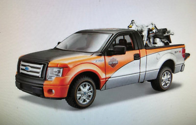 2013 Ford F-150 STX  Schwarz Silber 1:27 + Harley 2000 FLSTF FAT BOY 1:24
