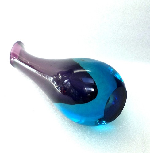 LARGE MURANO SOMMERSO SEGUSO PURPLE AND BLUE ART GLASS VASE - Picture 5 of 7