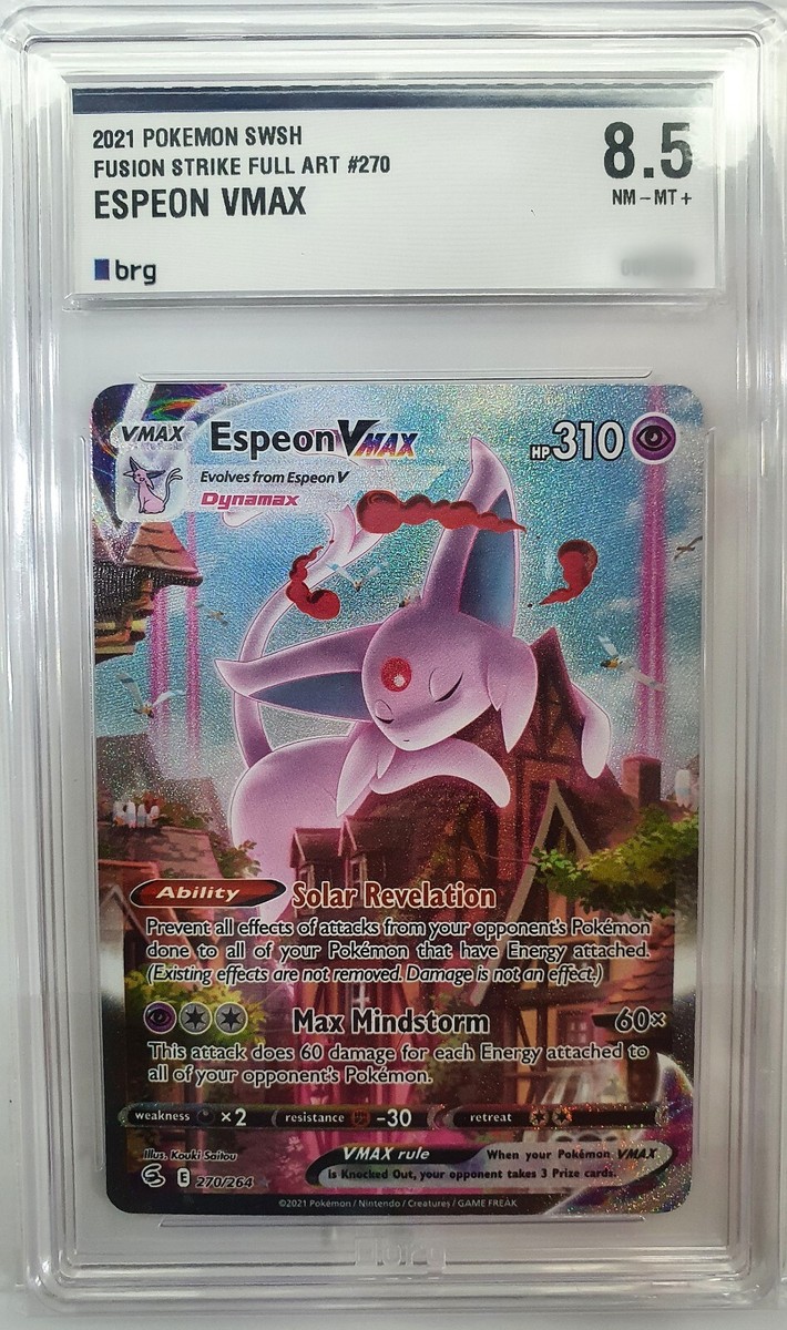 NEAR MINT 8.5 Espeon VMAX #270 Pokemon Fusion Strike Full NEAR MINT 8.5 Espeon VMAX #270 Pokemon Fusion Strike Full