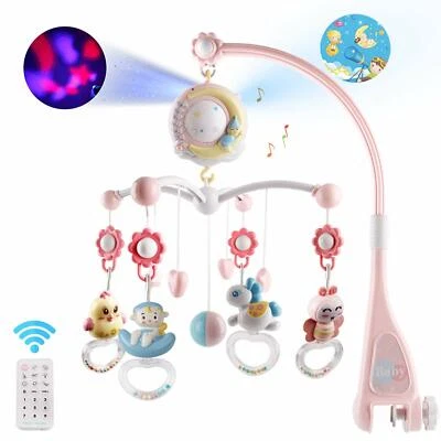 MARKENLOS Baby Mobile für Kinderbett Krippe Licht und Musik 2025 Pink
