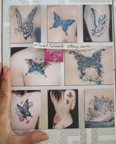 geisha butterfly tattoo body art photos back pictures 7x8.5 inch waterproof menu