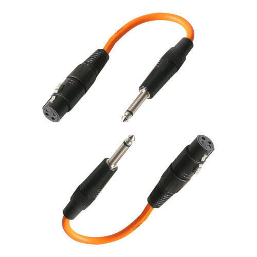 2x Pulse 3Pin XLR Female to 1/4" Jack Adapter Plug Cable Lead Orange - Afbeelding 1 van 2