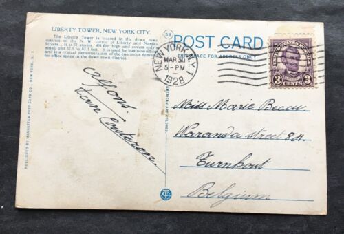 USA 1928 New York - used picture postcard to Turnhout Belgium / 02 - Bild 1 von 2