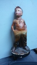 Vintage French plaster boy figure SIGNED at base ornament antique # RD98