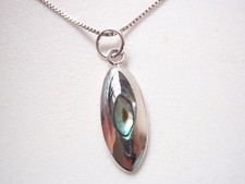 Abalone Marquise Tribal Style 925 Sterling Silver Necklace