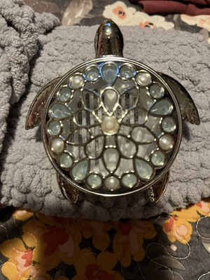 #ad #ad Sea Turtle Car Vent Air Freshener Holder Silver Blue Gemstone Accent $14.88