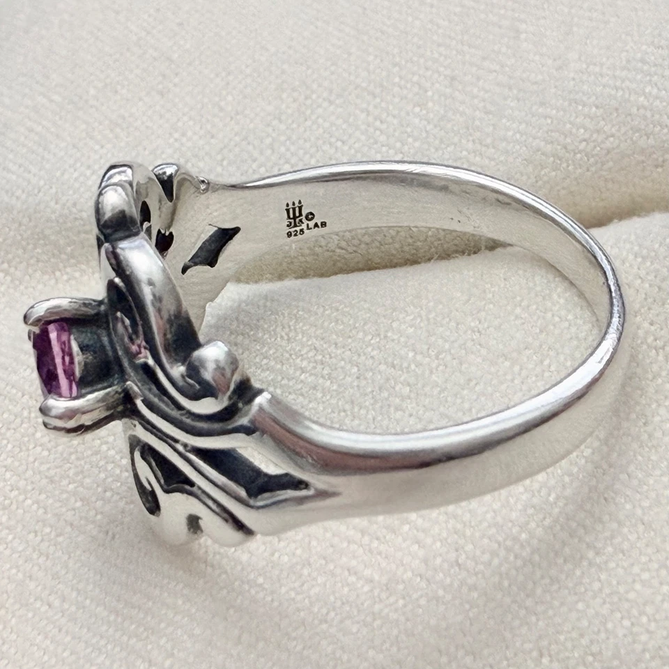 Anillo Piedra Natal Encaje Español James Avery - Zafiro Rosa Creado en Laboratorio Talla 8 Foto 3 de 4