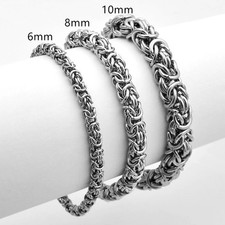 6/8/10mm Never Fade Stainless Steel Byzantine Box Chain Bracelet 7"-11" for Men