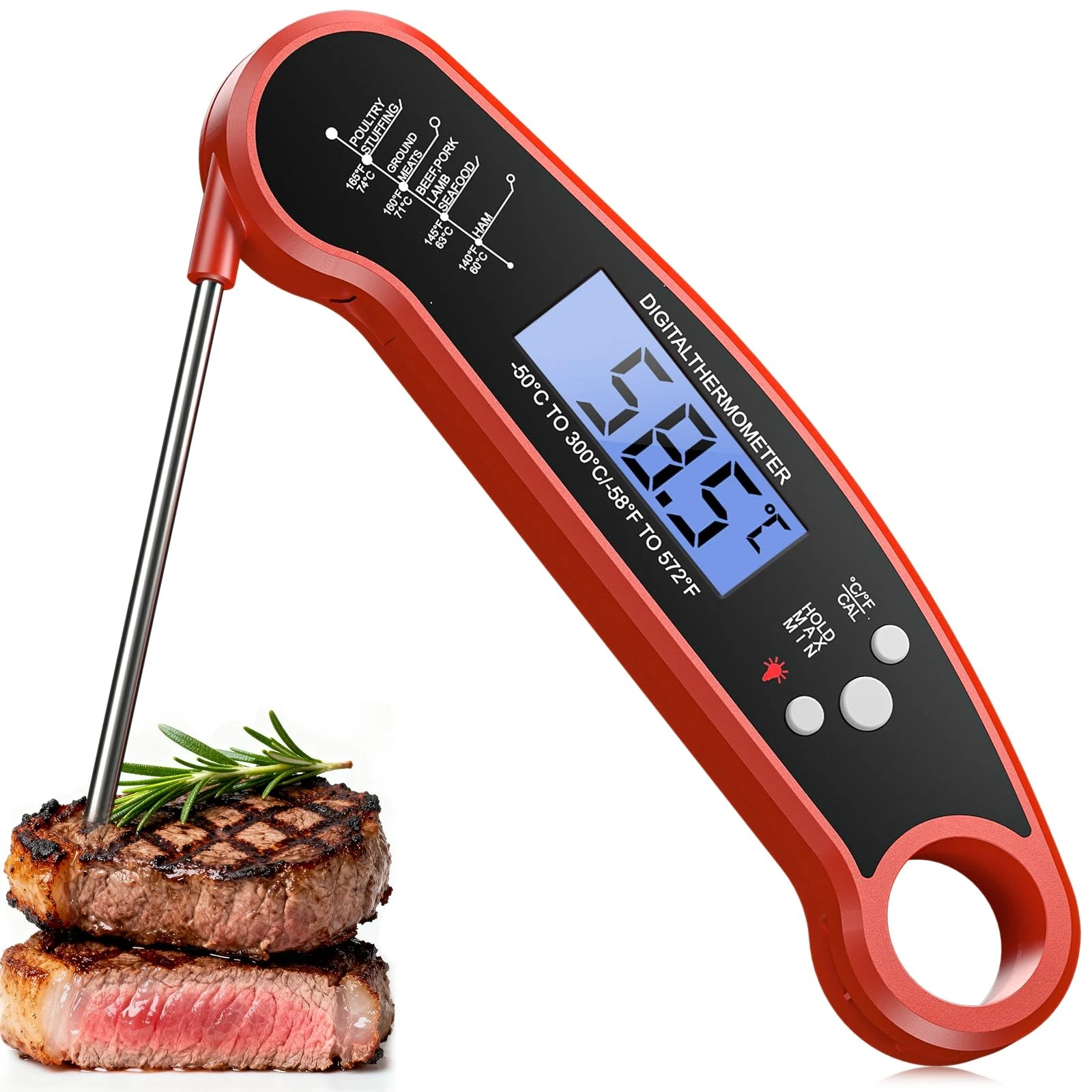 Digital Meat Thermometer Instant Read Waterproof for BBQ, Cooking, Kitchen Use