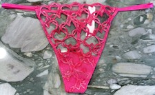 NEW Victoria Secret Dream Angels Shimmer Heart Embroidery V-String Pink XL XXL