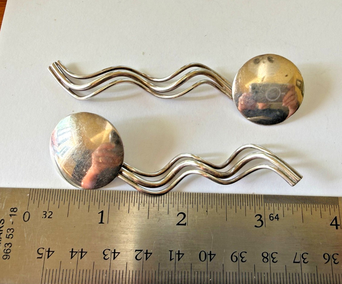 3" Silver Dangle Statement Earrings, Unique Artis… - image 2