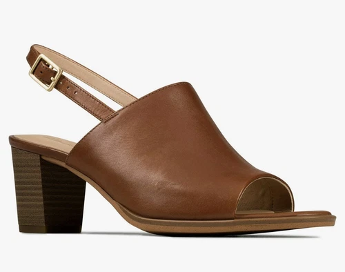 Sandali Clarks in pelle Kaylin 60 con tacco a blocco 2 5" marrone taglia 6