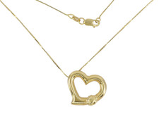 SOLID 14K GOLD ITALIAN HEART with LADYBUG PENDANT w/ BOX CHAIN NECKLACE 2.9 g
