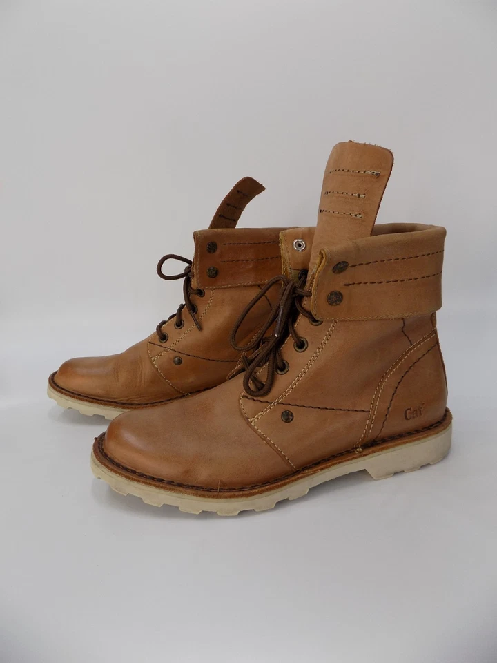 Caterpillar CAT Womens Brown Leather Wide Fit Combat Lace Up Chunky Boots UK 5 - Image 3 of 4