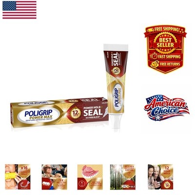 Poligrip Power Max 2.2 oz Flavor-Free Denture Adhesive Cream for Secure Hold