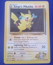 VINTAGE Pokemon Gym Heroes Lt. Surge's Pikachu Card 81/132 (EXCELLENT CONDITION)