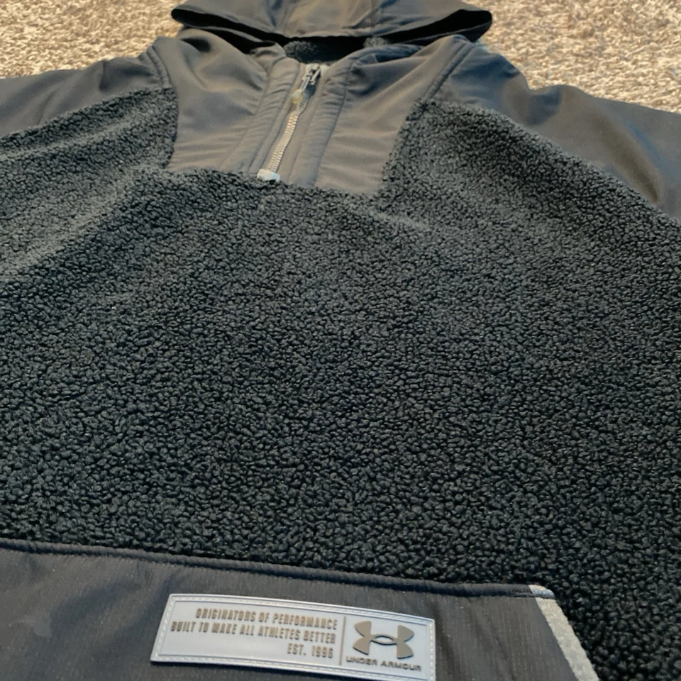 Sudadera con capucha Under Armour UA Mission Boucle Anorak - Para hombre (XL)- Negra, suave, atlética Foto 3 de 4