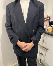 Gianni Versace Couture Men’s Wool Pinstripe DB 2-Piece Suit 52 Navy