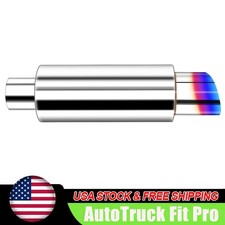 2.25 Inlet Stainless Steel Straight-through Exhaust Muffler 3 Od Burnt Tip 2.25 Inlet Stainless Steel Straight-through Exhaust Muffler 3 Od Burnt Tip
